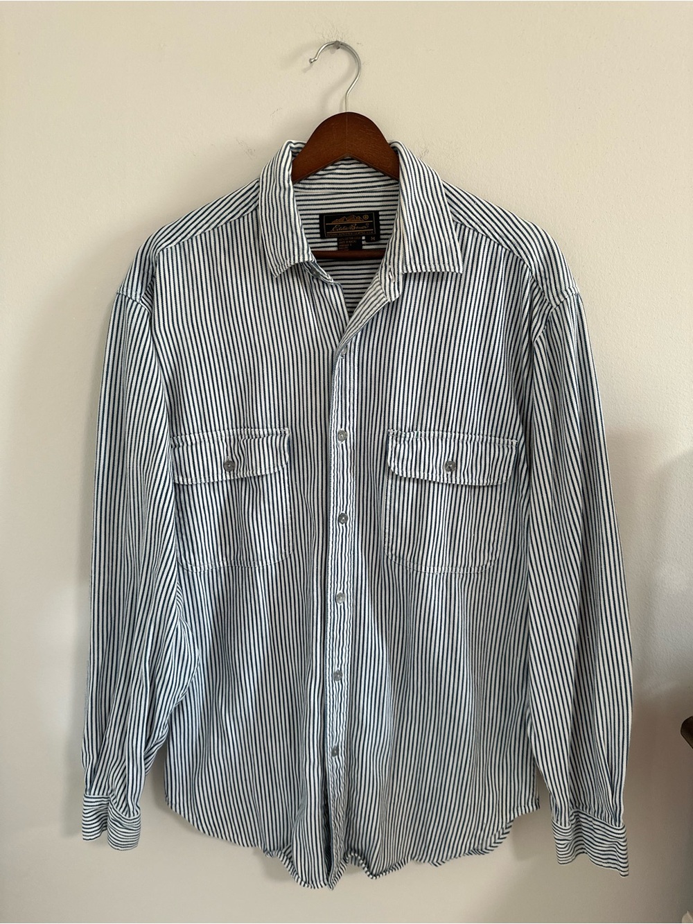 Eddie Bauer Blue & White Vertical Stripe Button-Down Shirt